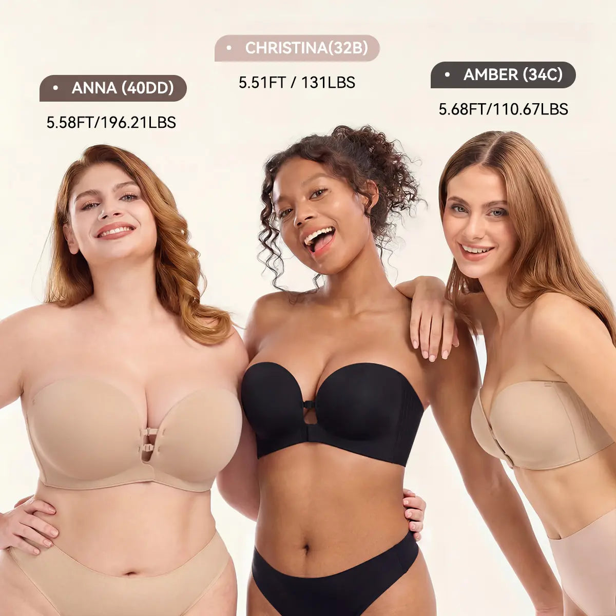 mirelle™ Front-Closure Strapless Push-Up Bra